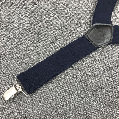 Pure Color Braces Polyester Mens Trouser Braces 3.5cm Solid Leather Suspenders