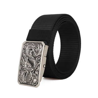 Black Businessman Buckle Nylon Belt 130cm Braided Web Belt