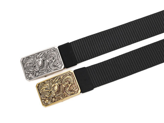 Black Businessman Buckle Nylon Belt 130cm Braided Web Belt