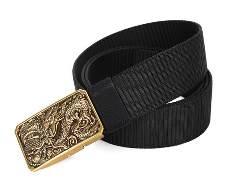 Black Businessman Buckle Nylon Belt 130cm Braided Web Belt